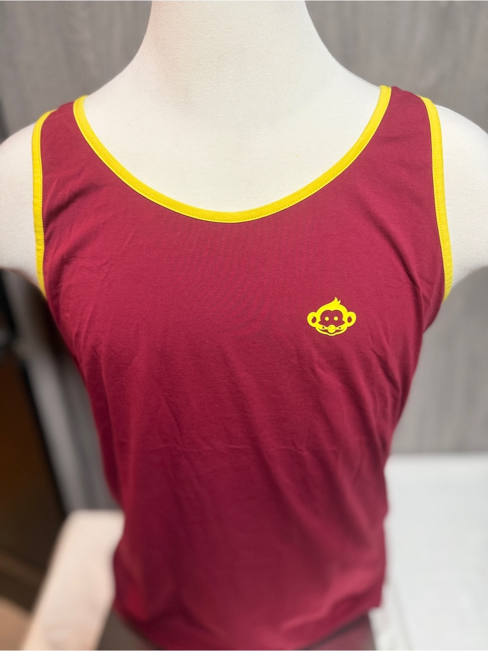 Burgundy Tank Top with Yellow Trim